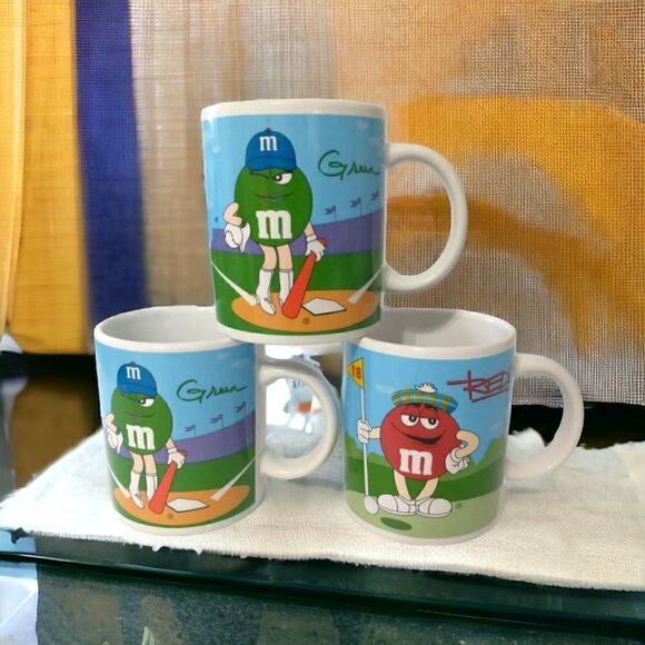 M M Ceramic Coffee Mug Cup Set x 3 Sports Golf Basketball Football Baseball 2002 - Picture 1 of 16